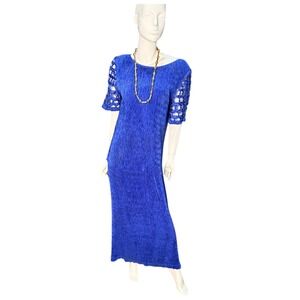 Cattiwa New York Blue Pleated V-Neck Midi Dress Plus‎ Size 16W